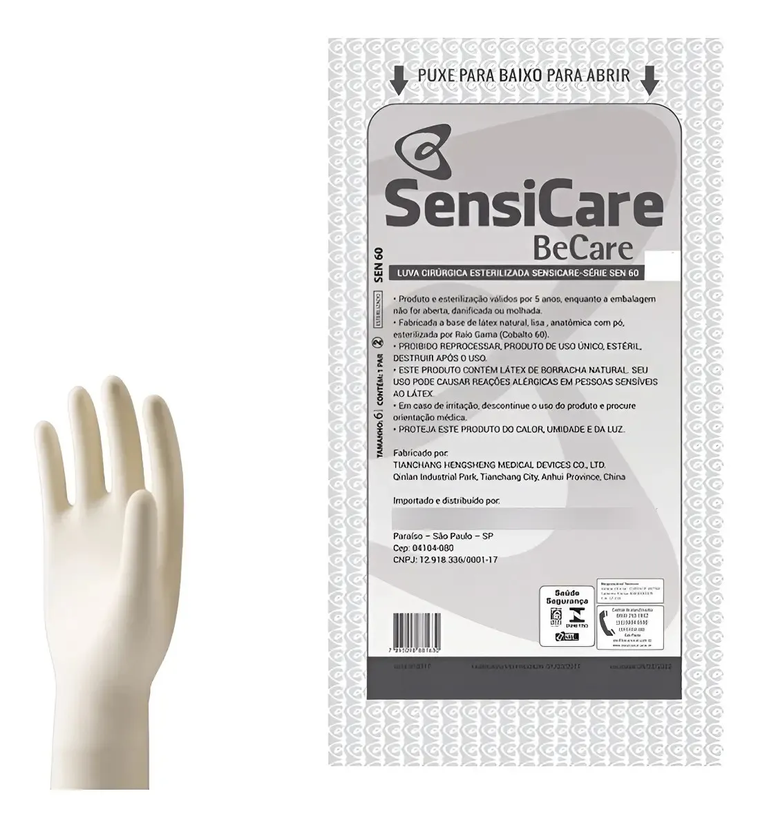 LUVA CIRURGICA ESTERIL 6,5 C/PO BE CARE