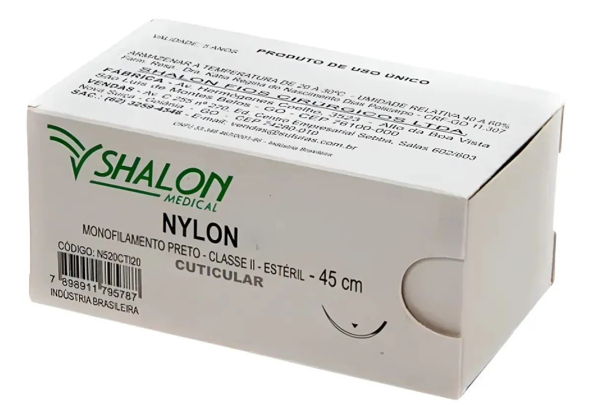 FIO 1-0 NYLON MON.PRETO C/AG.4 CTI - SHALON