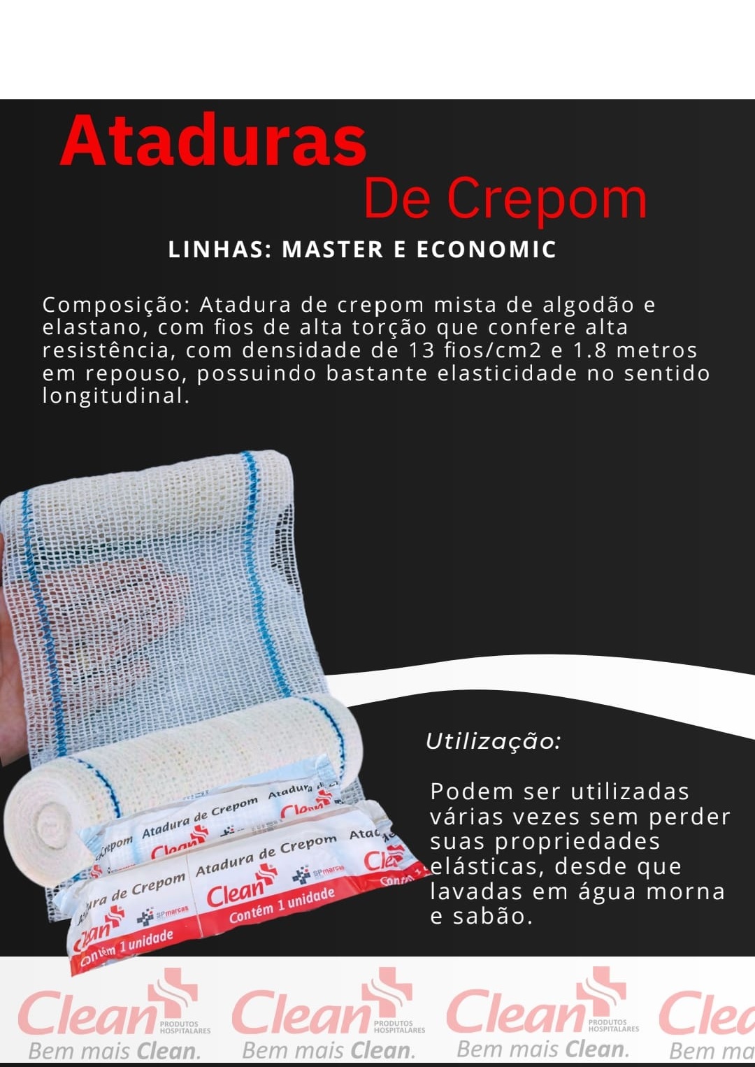 ATADURA DE CREPOM 08CM X 1,8MTS - 13 FIOS